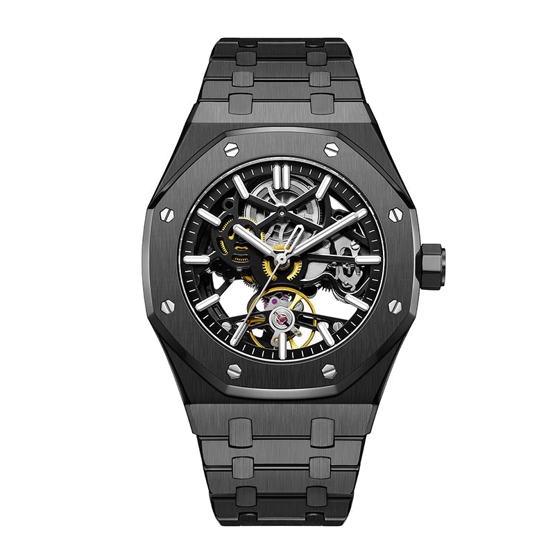 Dominus men's stainless steel watch bracelet, showing the elegant and durable links for luxury wear.