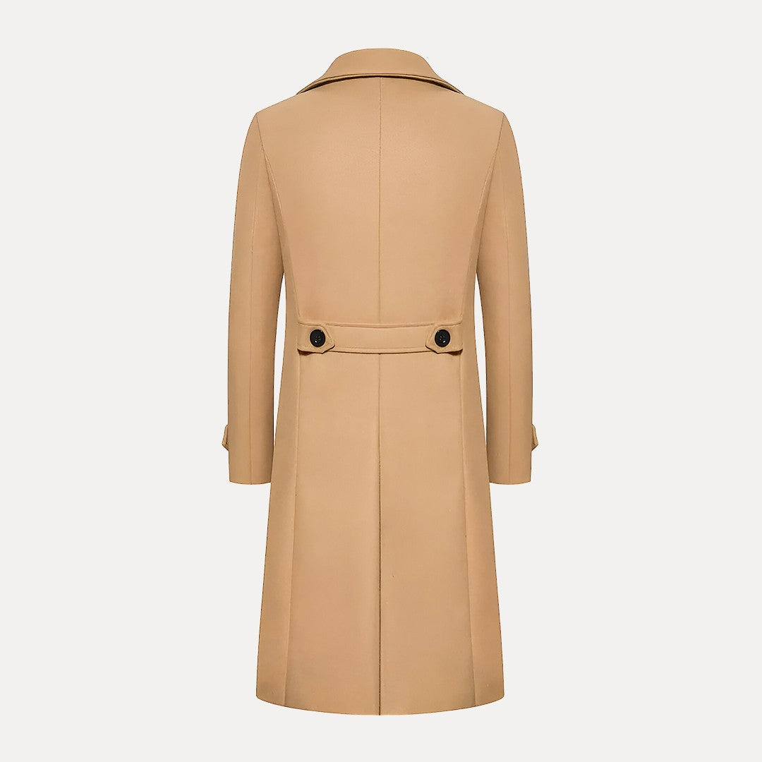 Stylish men's trench coat, double-breasted, perfect for formal wear, business attire, or smart casual outfits.