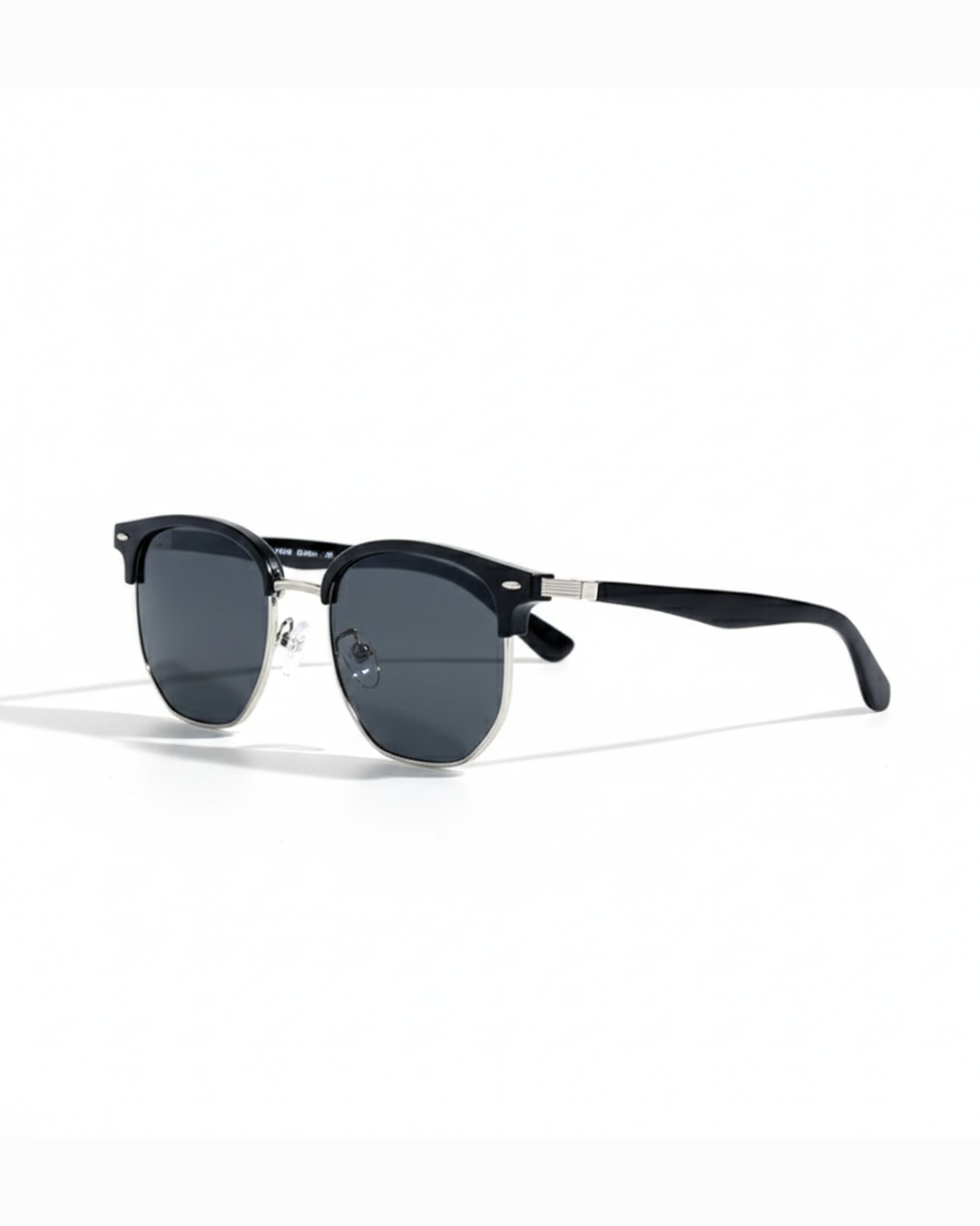 Men's double bridge polarized sunglasses with metal frame, acetate arms, offering UV protection and style.