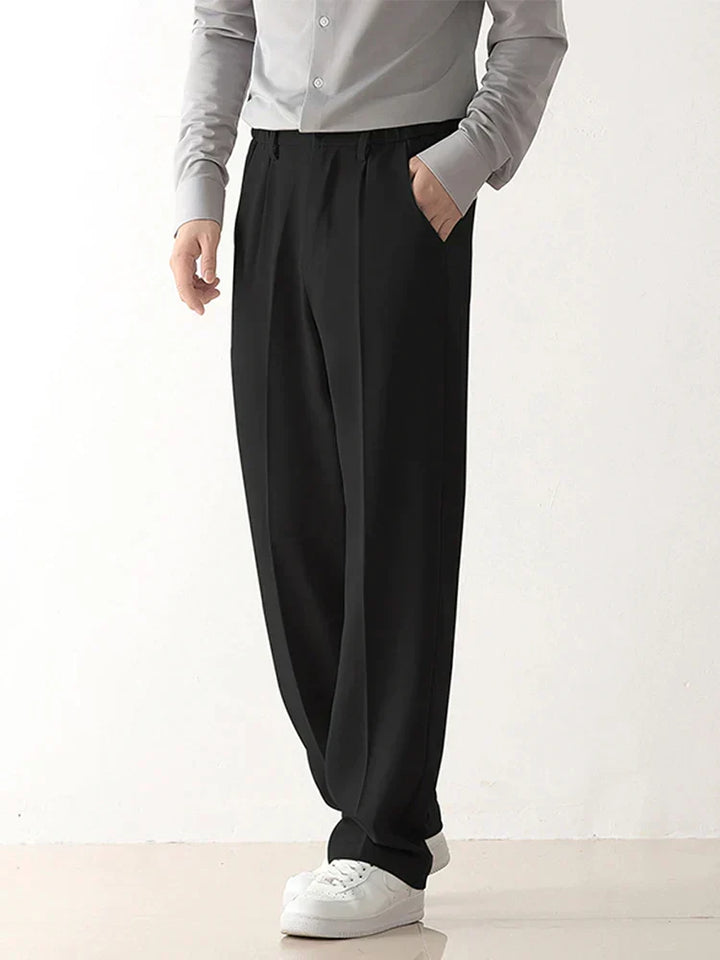 Men's draped formal trousers, Bruno style, perfect for business wear & smart casual fashion. Polyester blend comfort.