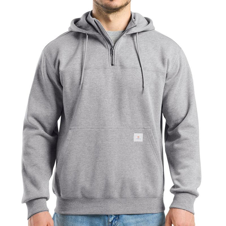 Comfortable men's half-zip Dryline work hoodie, perfect for layering during active outdoor wear.
