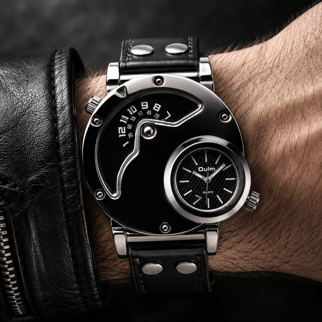 Men's dual time sport watch with analog display, lightweight for travel & active lifestyles.