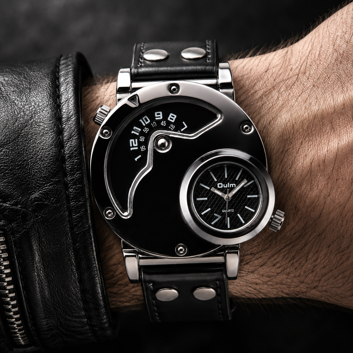Men's dual time sport watch with analog display, lightweight for travel & active lifestyles.