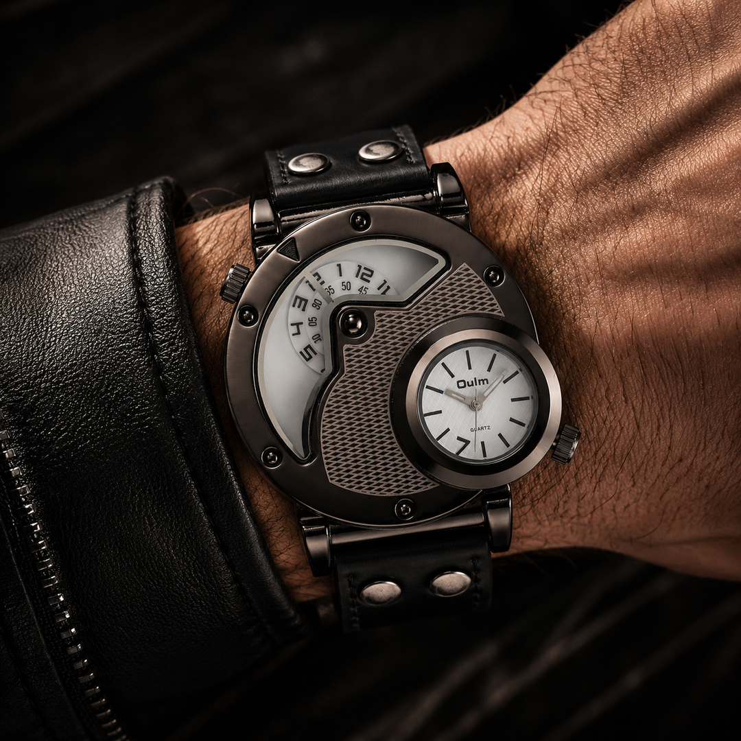 Sleek men's dual time sport watch, durable & comfortable, an essential men's accessory.