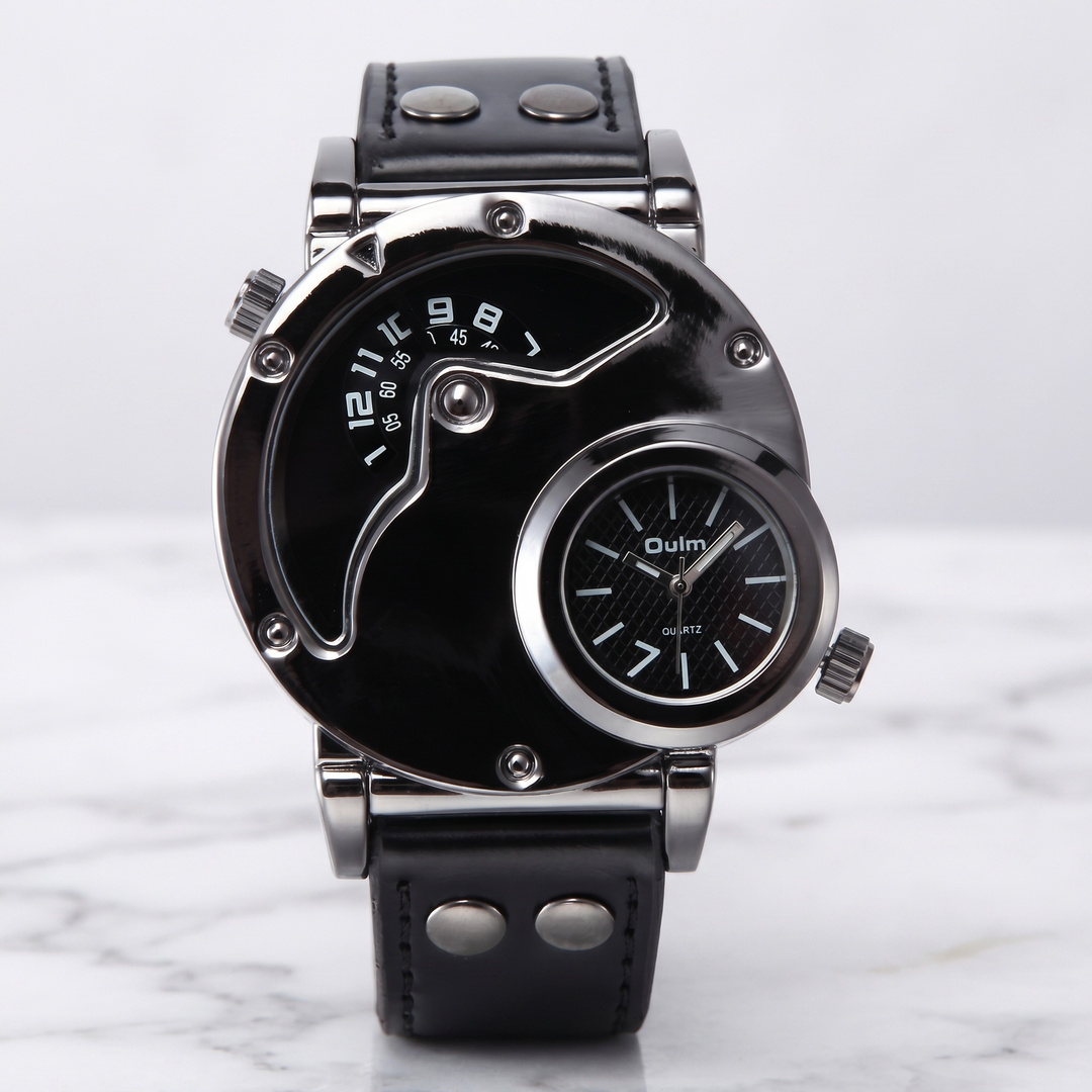 Functional men's dual time analog watch, an essential lightweight timepiece for men.