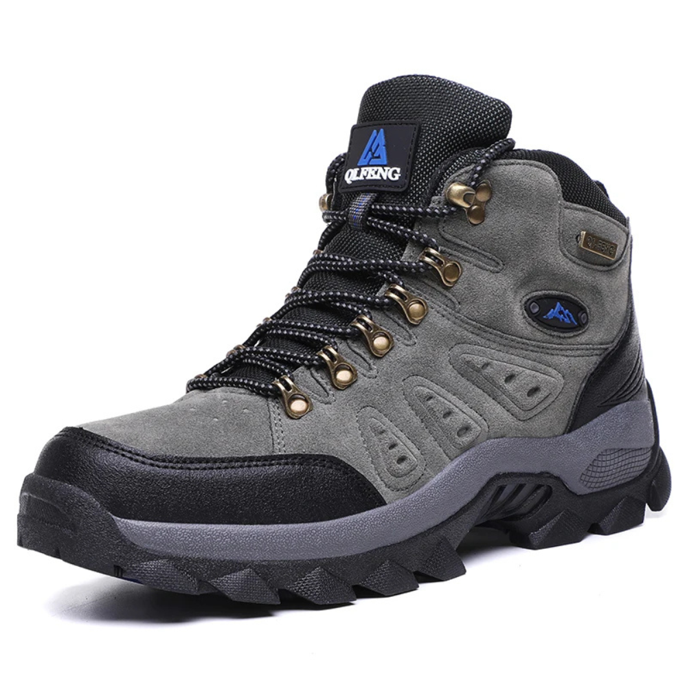 Rugged men's trail shoes, waterproof & durable for hiking in all-weather, ensuring comfort and excellent grip.