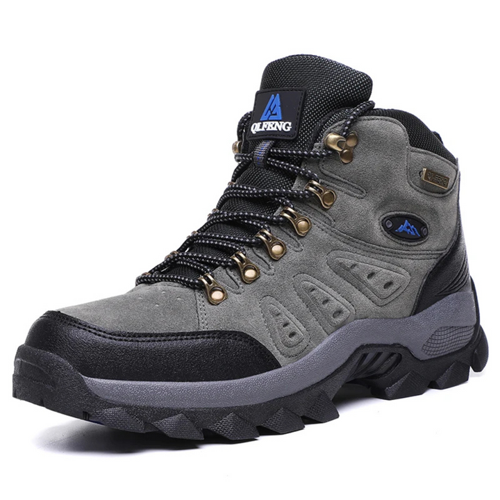 Rugged men's trail shoes, waterproof & durable for hiking in all-weather, ensuring comfort and excellent grip.