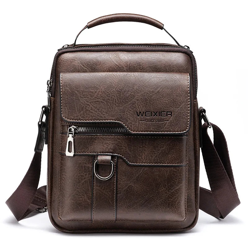 Men's durable black shoulder bag with adjustable strap, perfect for work, travel, and daily essentials.
