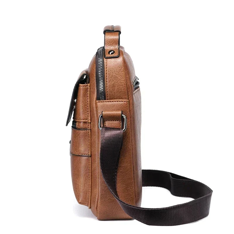 Organized interior of a men's everyday bag, perfect for carrying daily essentials, documents, or travel items.