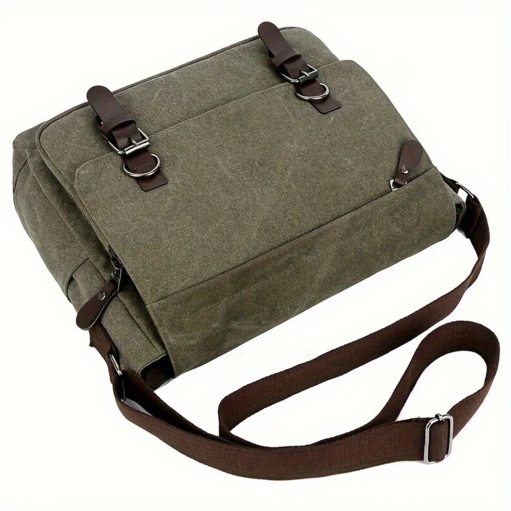 Men's durable canvas commuter bag, a stylish shoulder messenger for daily essentials & travel.