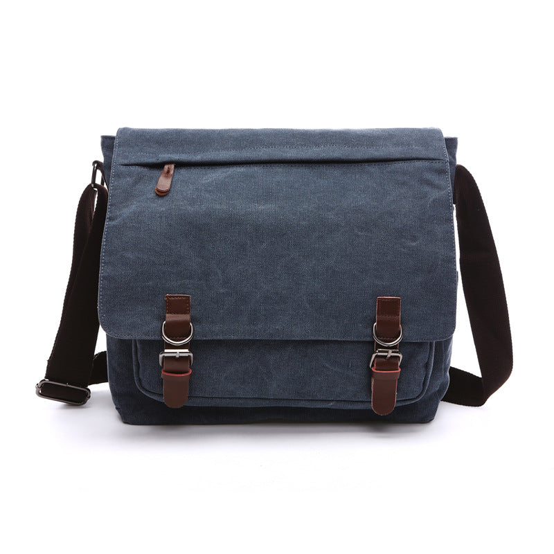 Rugged men's canvas crossbody bag. Durable, versatile, and ideal for daily commute, travel, or school.