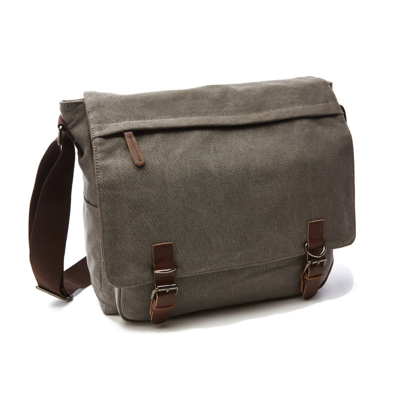 High-quality men's durable canvas bag with adjustable buckle straps, great for a modern casual look.