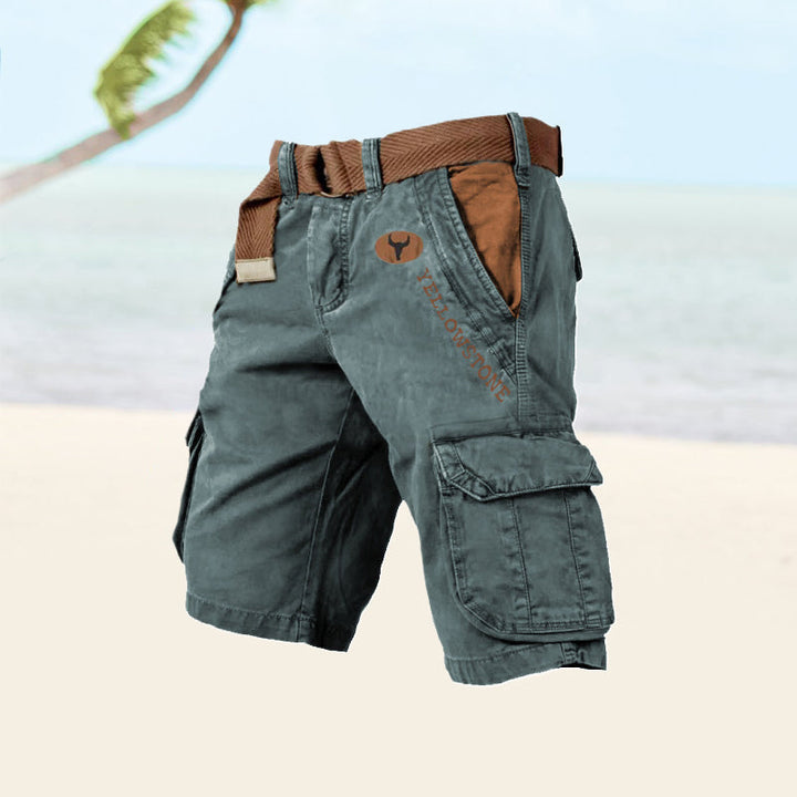 Casual men's cargo shorts, versatile for summer wear, travel, or light hiking. Features multiple pockets.