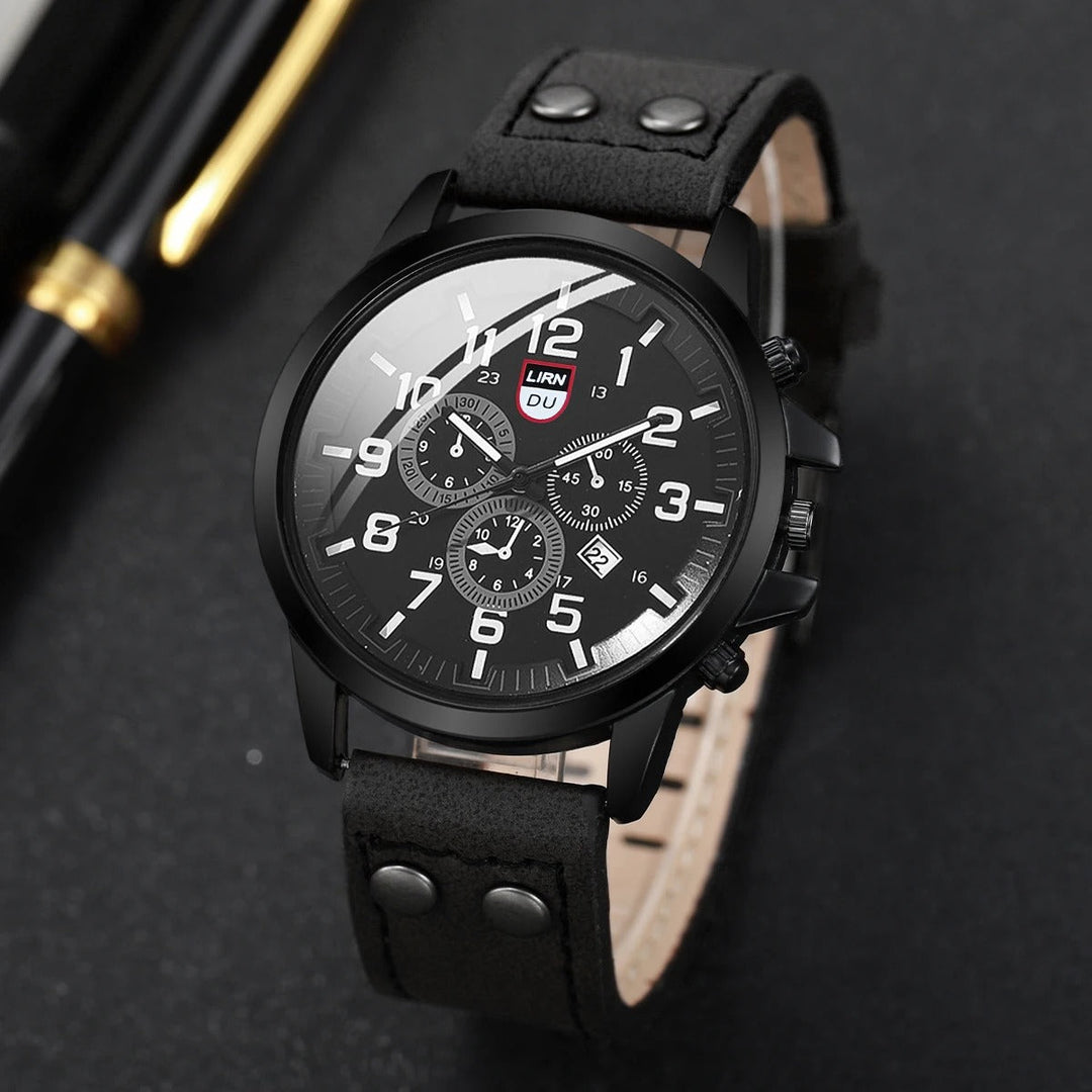 A rugged men's accessory: genuine cowhide watch with a bold dial, built for tough, everyday wear.
