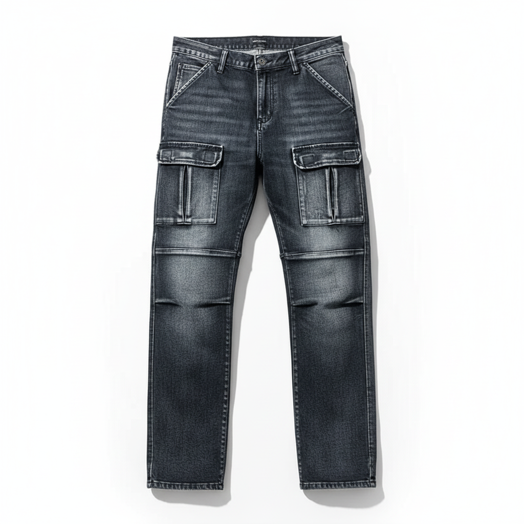 Comfortable & durable men's cargo jeans. Perfect field denim utility pants for an active lifestyle.