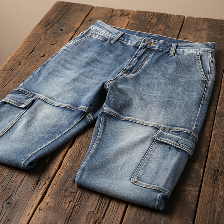 Authentic men's field jeans, rugged cargo style denim for the modern working man. Durable & practical.