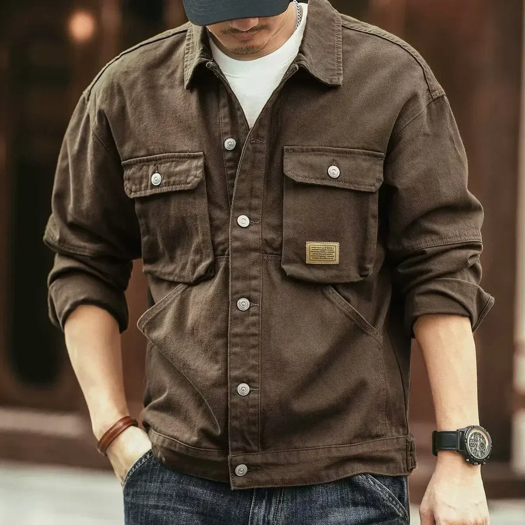 Men's versatile field jacket featuring multiple utility pockets, ideal for casual & outdoor style.