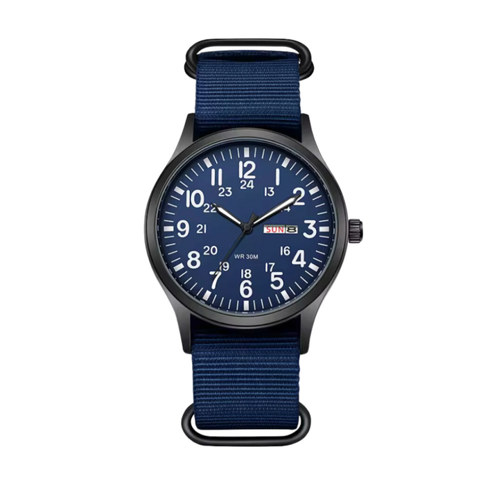 Classic men's military field watch, quartz movement, durable design. Luminous dial for visibility in any light.