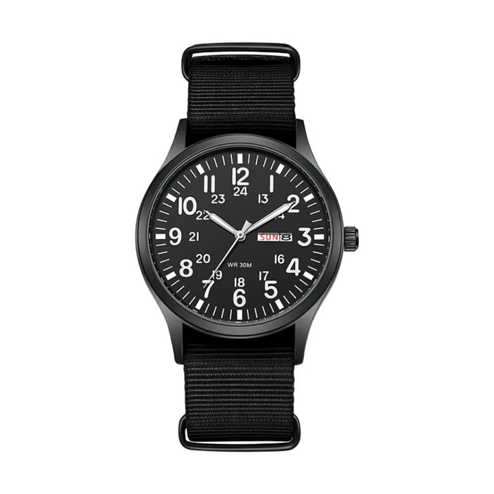 Adventure-ready men's field watch with durable build & water resistance. Luminous dial for outdoor enthusiasts.