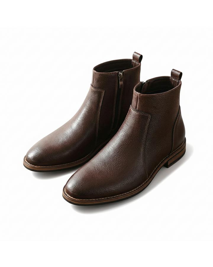 Men's durable full-grain leather ankle boots, comfortable & stylish.