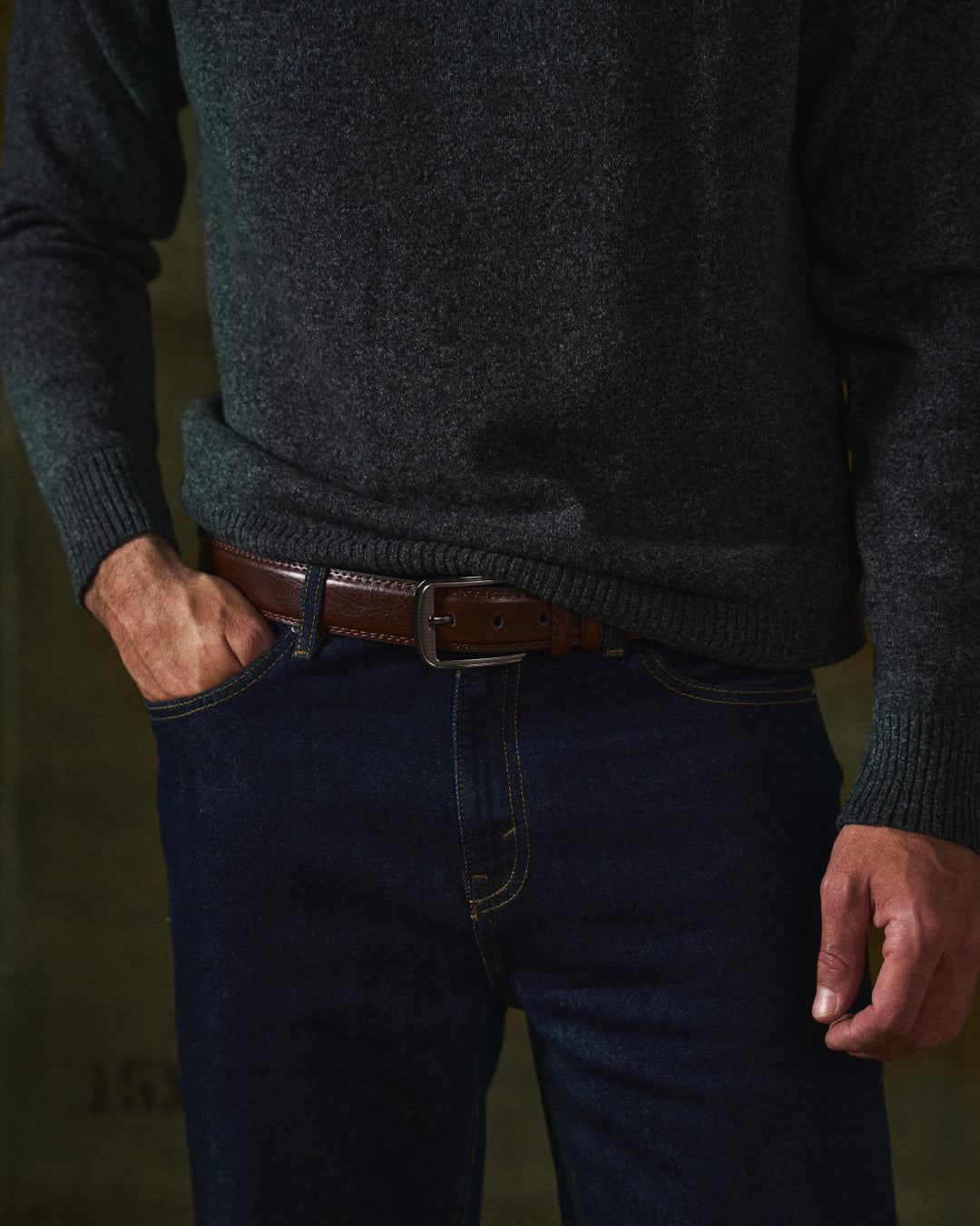 Handcrafted men's genuine full-grain leather belt, built to last with timeless classic style.