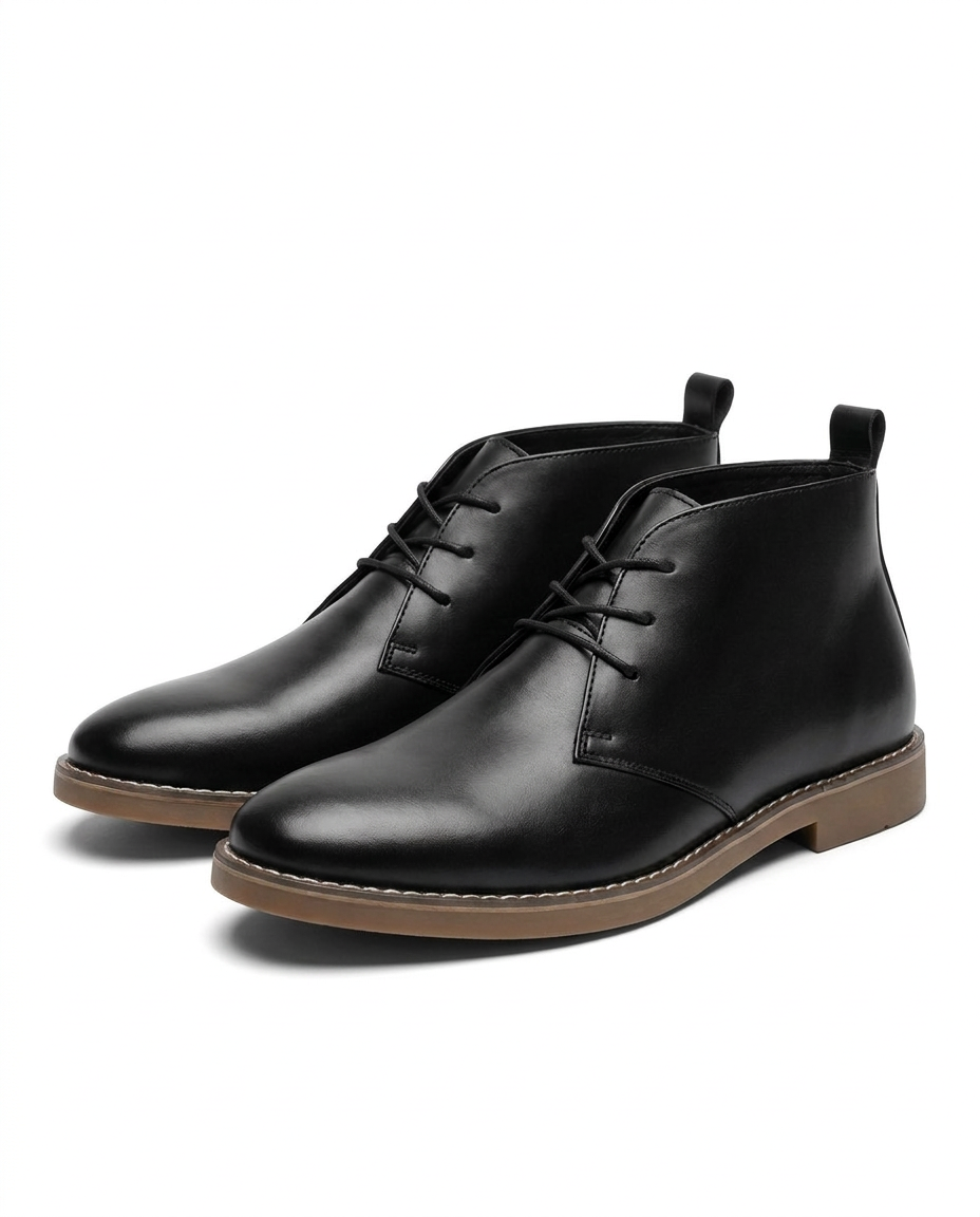 Men's durable full-grain leather desert boots, perfect for rugged style & everyday casual wear.