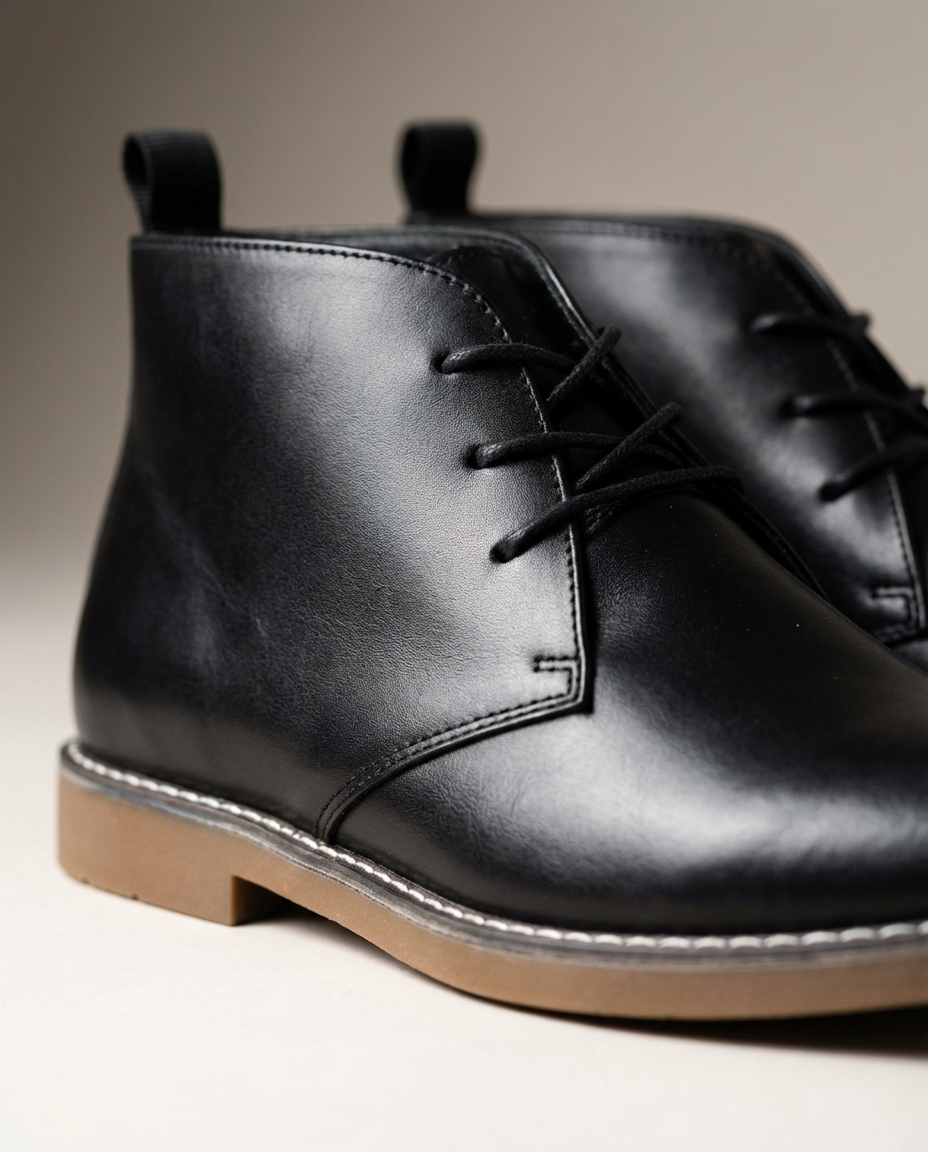 Men's casual leather desert boots in rugged style, ideal durable footwear for work or adventures.