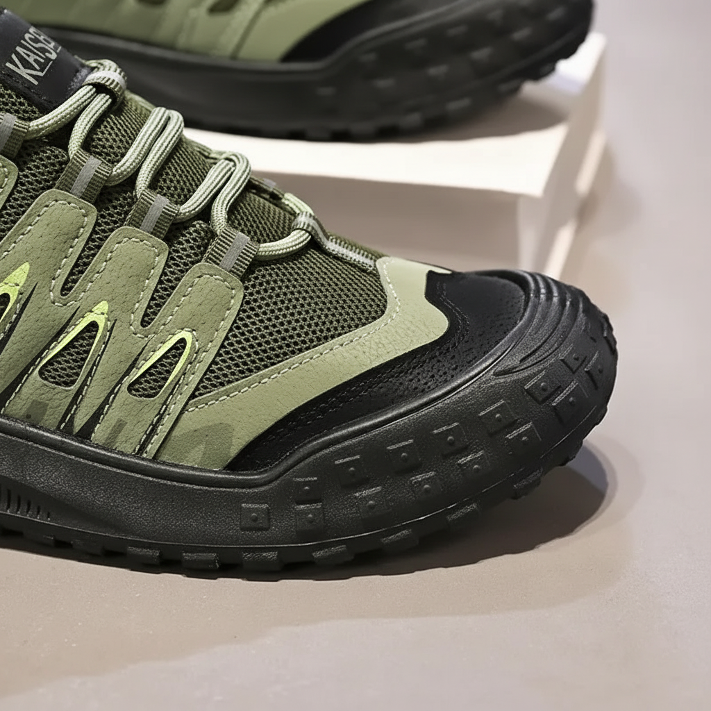 Close-up of Men's Jared trail hiking shoes, highlighting durable construction and non-slip sole for sports.