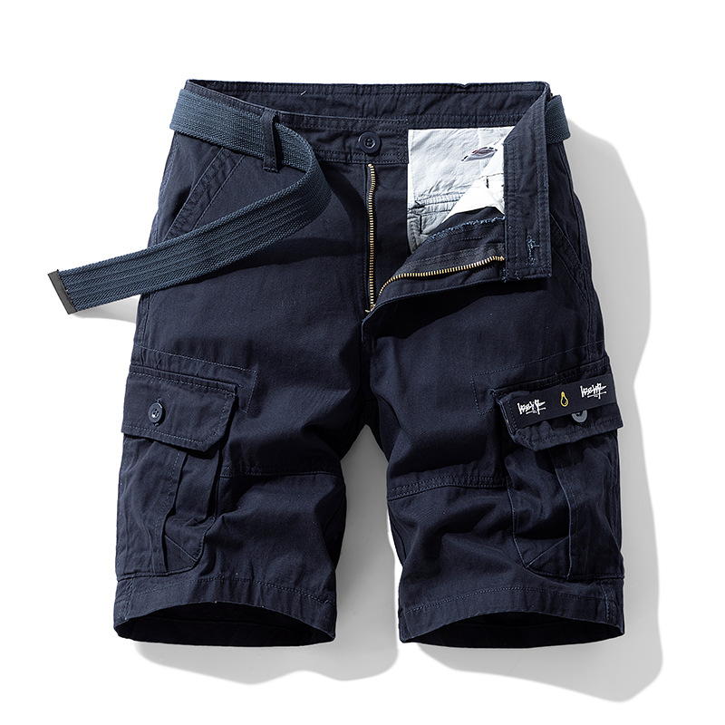 Black men's durable cargo shorts, essential utility wear for adventure & daily casual fashion.