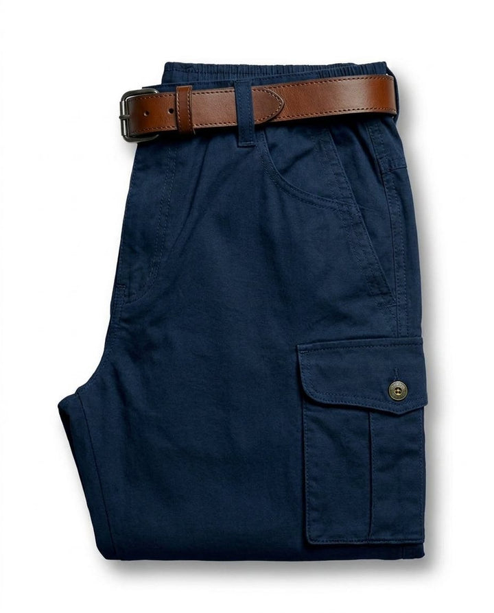 Gray men's durable leather cargo pants, versatile for work, outdoor adventures, and rugged fashion statements.