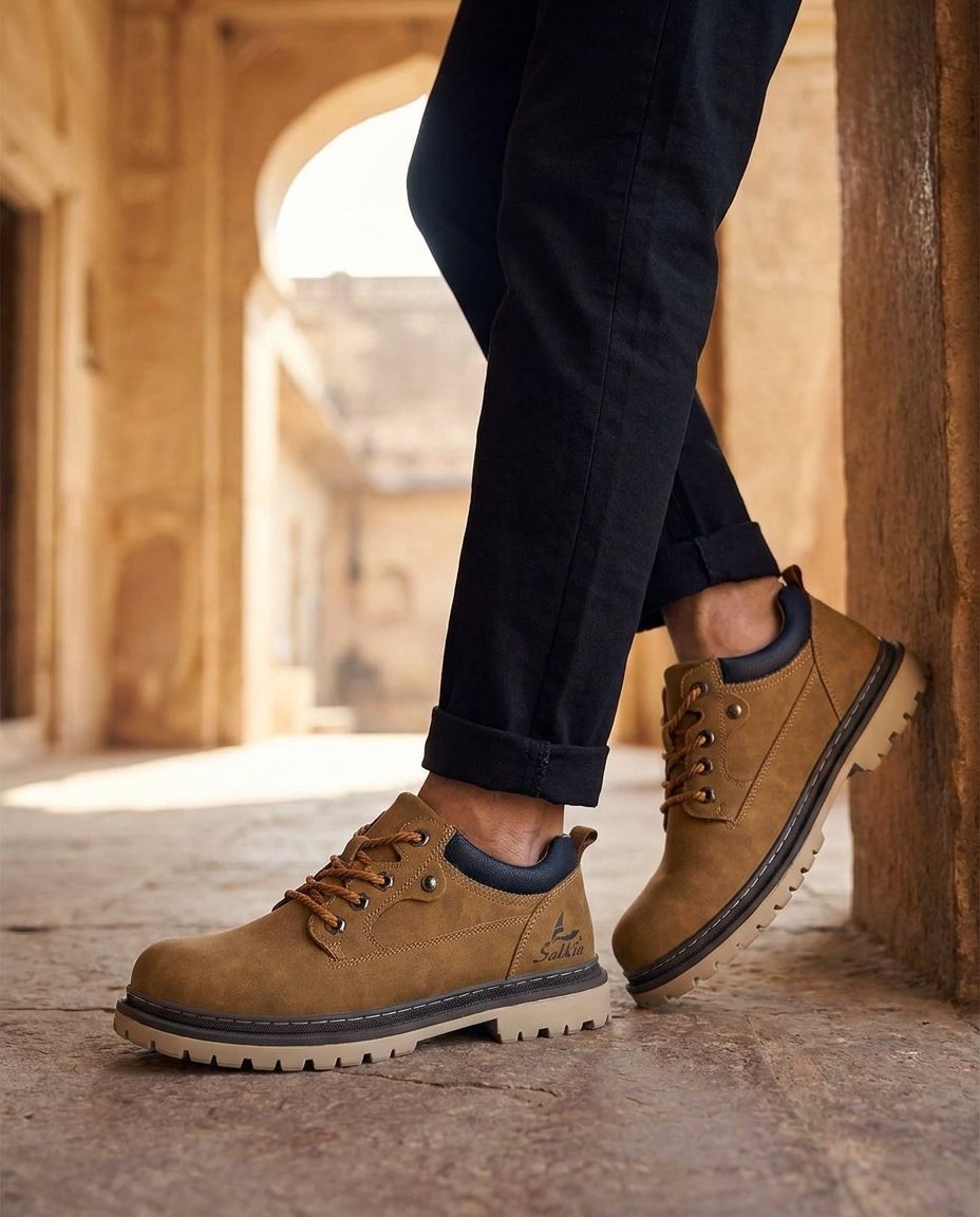 Men's durable leather work boots, ideal for demanding jobs, hiking, and everyday rugged outdoor adventures.