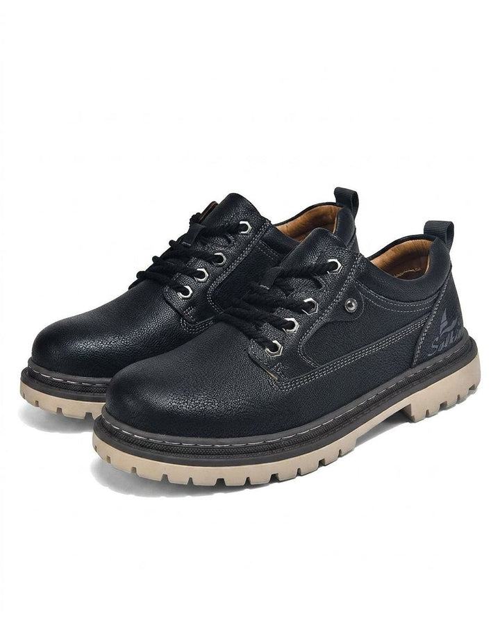 Stylish & durable men's leather work boots, perfect for construction, hiking, or a rugged casual look.