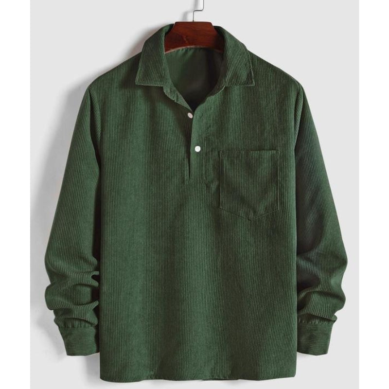 Men's durable long sleeve button-down shirt, perfect for casual everyday wear & layering. Versatile autumn fashion.