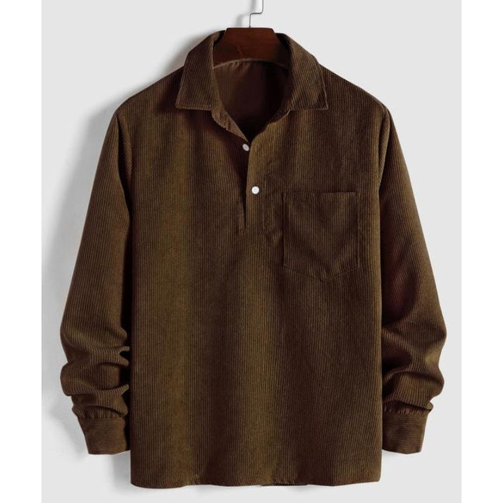 Comfortable men's durable long sleeve button-down shirt. Ideal for casual wear, autumn layering, & men's fashion.