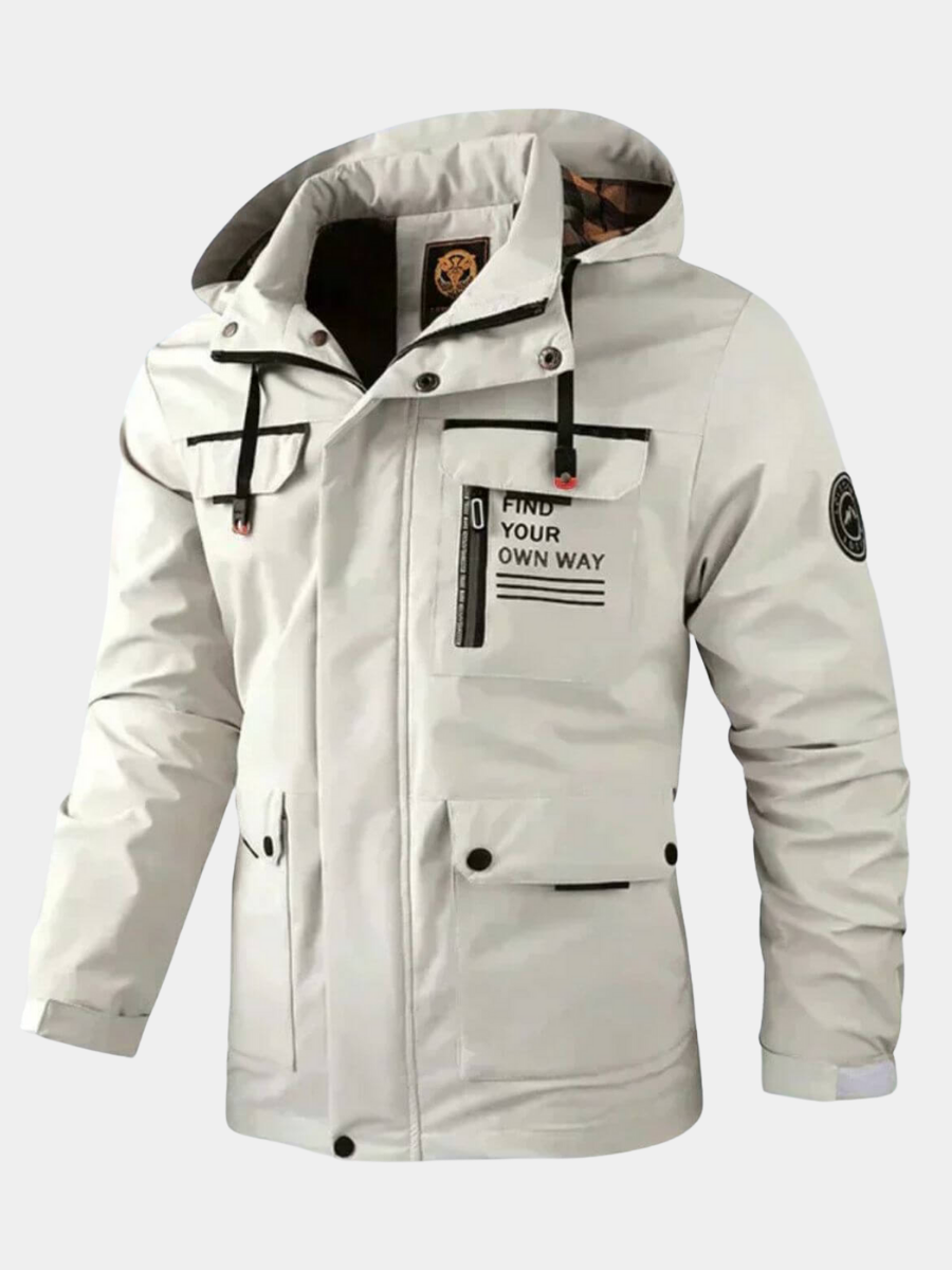 Men's durable outdoor jacket for all-season weather protection. Wind & rain resistant, ideal for any adventure.