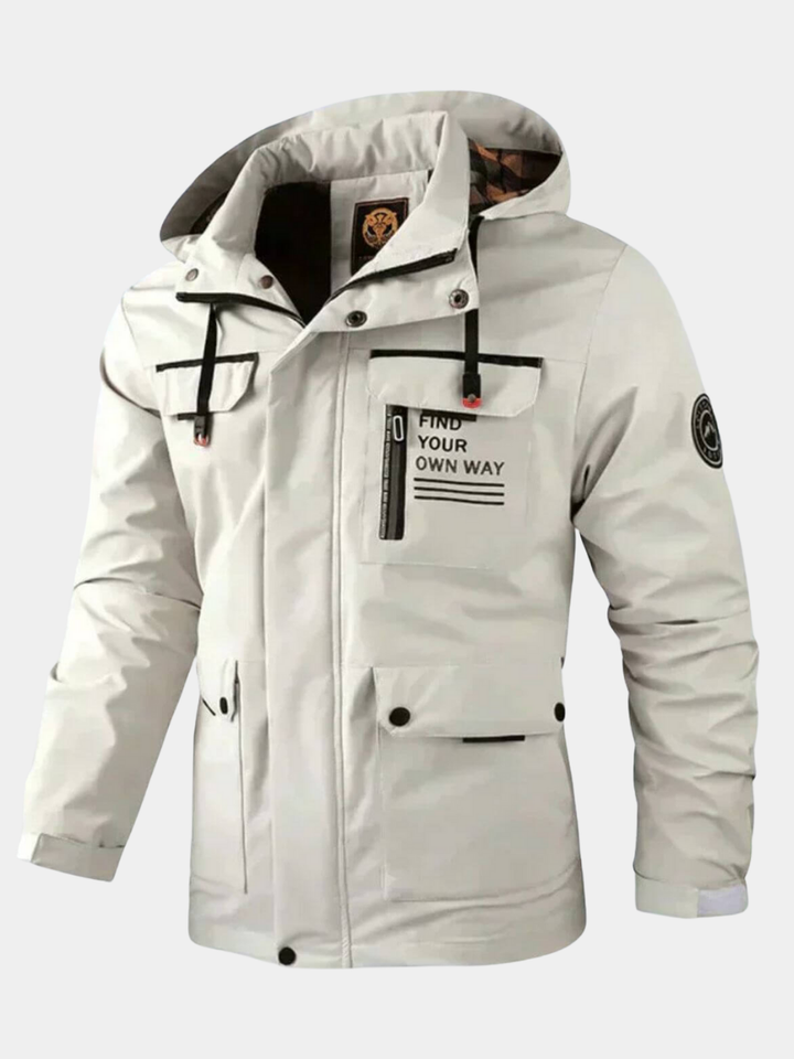 Men's durable outdoor jacket for all-season weather protection. Wind & rain resistant, ideal for any adventure.