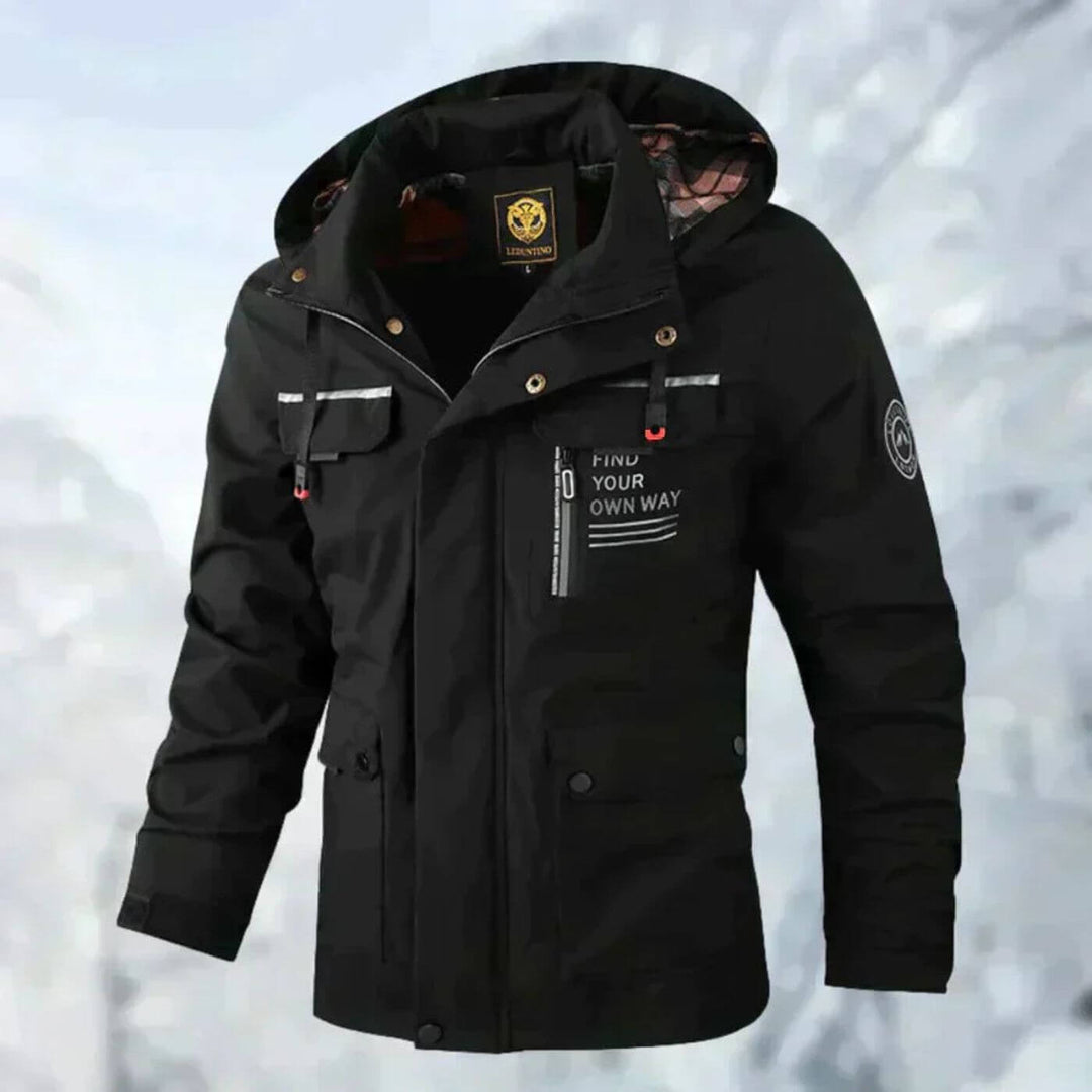 Versatile men's travel utility jacket, all-season weather protection for outdoor adventures and daily wear.