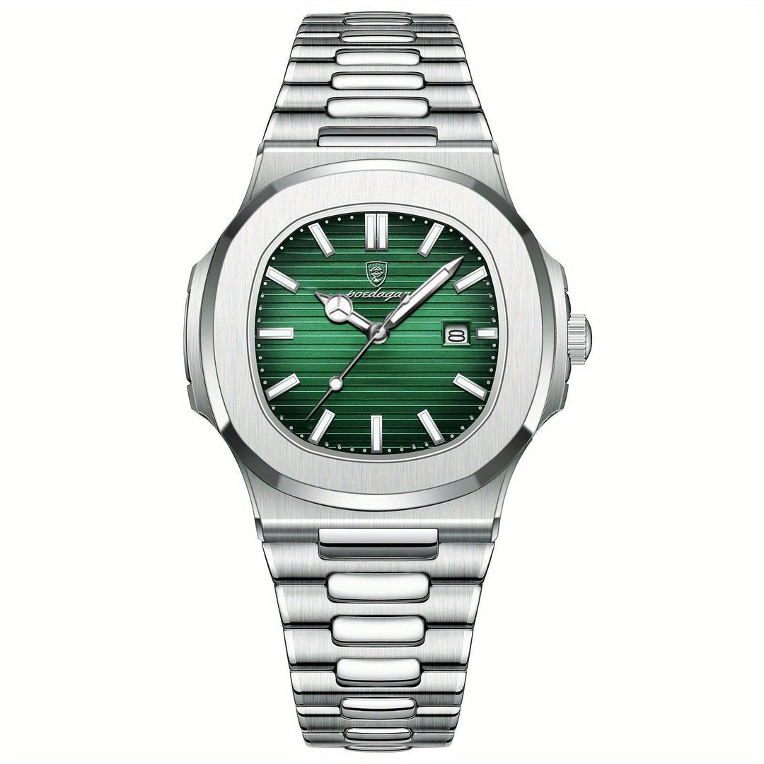 Modern men's wristwatch: durable stainless steel quartz movement, an essential fashion accessory.