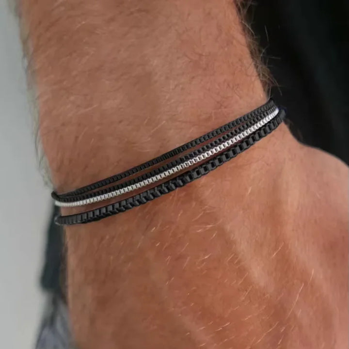 Men's durable steel bracelet, sweatproof & anti-scratch. High-quality men's accessory.