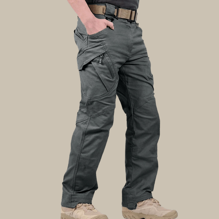 Men's durable stretch tactical cargo trousers for outdoor adventure and activewear.