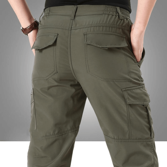 Men's rugged stretch cargo pants for hiking, travel, and versatile outdoor utility.