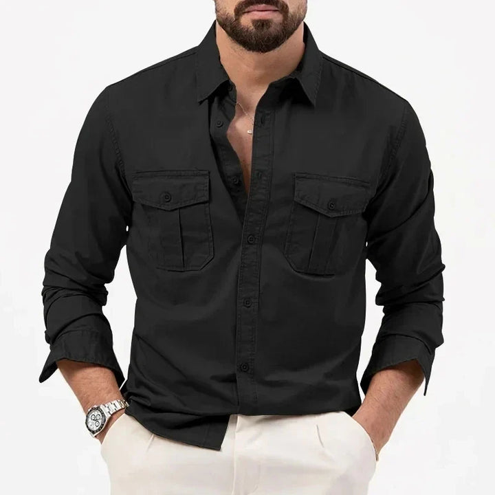 Men's travel shirt: quick-dry, waterproof tactical button-up for reliable outdoor performance.