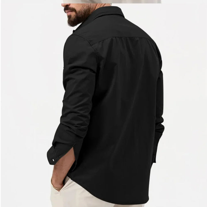 Durable men's hiking button-up shirt, tactical style for versatile outdoor and daily wear.