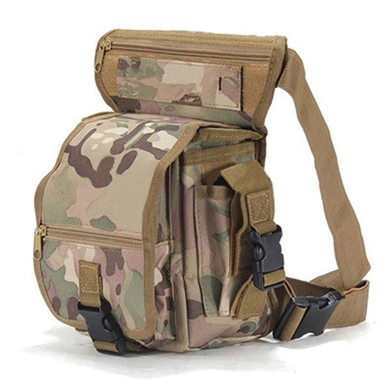 Men's durable tactical drop leg bag in black, water-resistant for outdoor adventures & motorcycle riding.