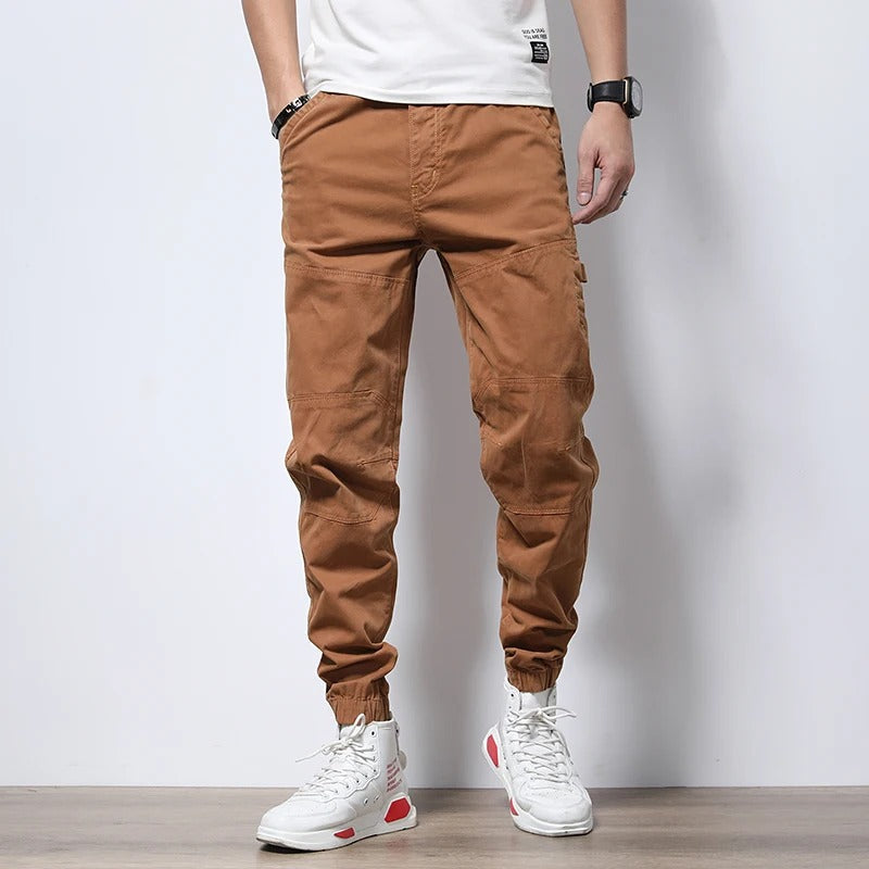 Durable men's urban joggers, cotton blend cargo pants for comfort & style.