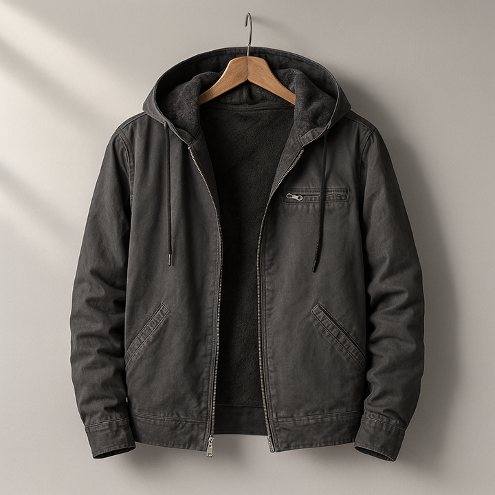 Warm-lined men's winter workwear jacket. Durable outer shell for cold weather & everyday use.