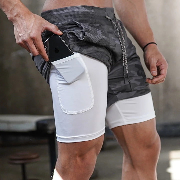 Maverick Dynamic Camouflage Performance Shorts for men, essential activewear.