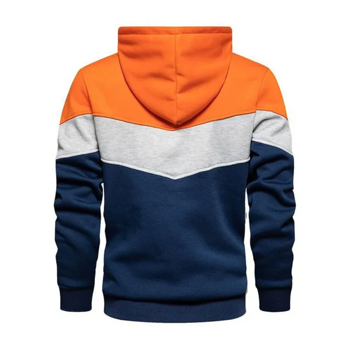 Versatile men's colorblock hoodie, an essential layering top for casual wear.
