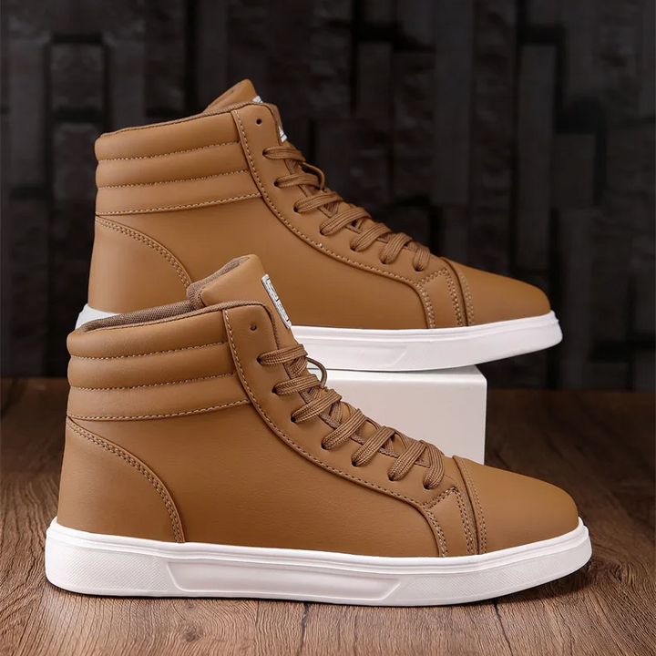 Men's high-top sneakers, durable sole, dynamic bold design for long-lasting casual comfort.