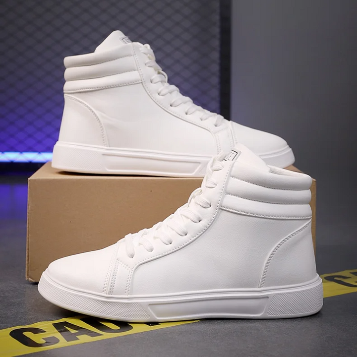 Men's high-top sneakers, anti-slip sole, dynamic bold design, comfortable for active street wear.